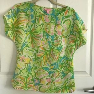 Lilly Pulitzer Elephant Ears Guava Top XS